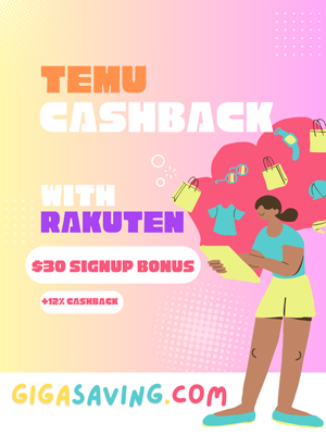 Temu cashback with Rakuten